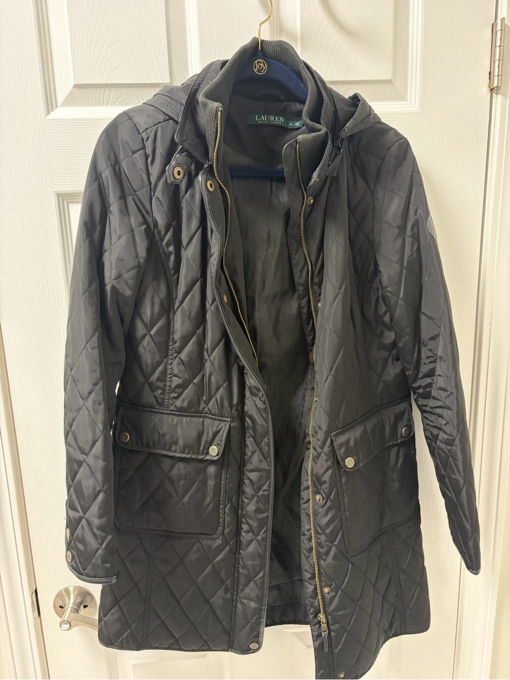Lauren Ralph Lauren Black Quilted Hooded Puffer Coat M